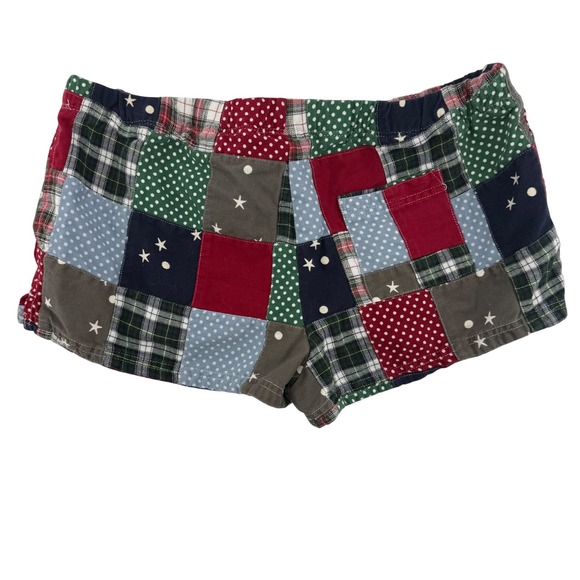 Aerie Patchwork Pajama Shorts Women's M Red Blue Green Plaid Stars Polka Dot - Picture 7 of 9